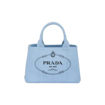 PRADA Fabric Denim Totes Shopping Bag Shoulder Bag Crossbody Bag Handbag Small Size Women's Sky Blue