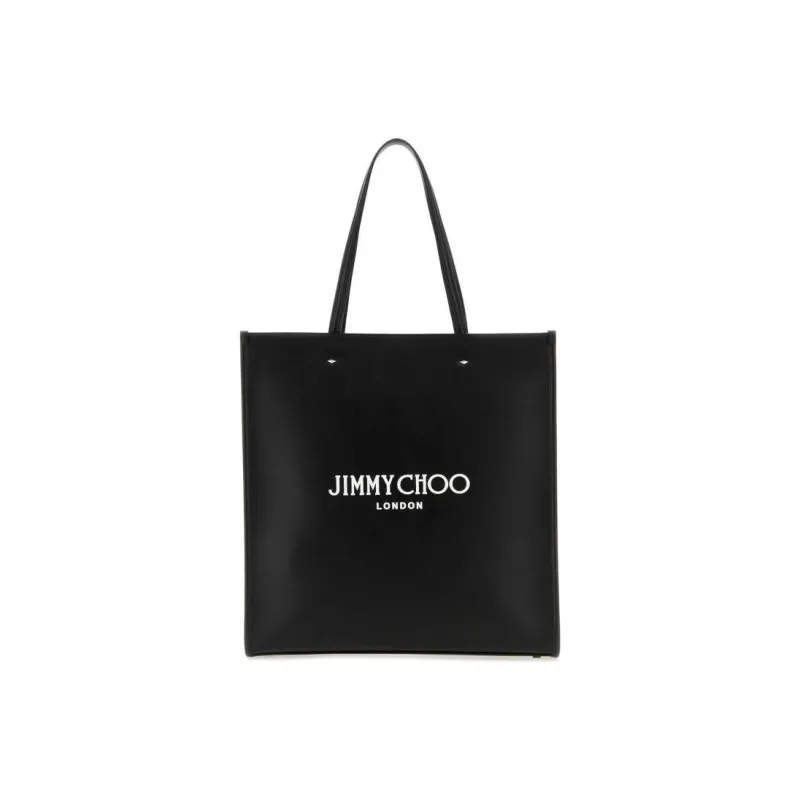 Jimmy Choo Leather Tote Bag Shopping Bag Shoulder Bag Handbag Regular Women's Black-0