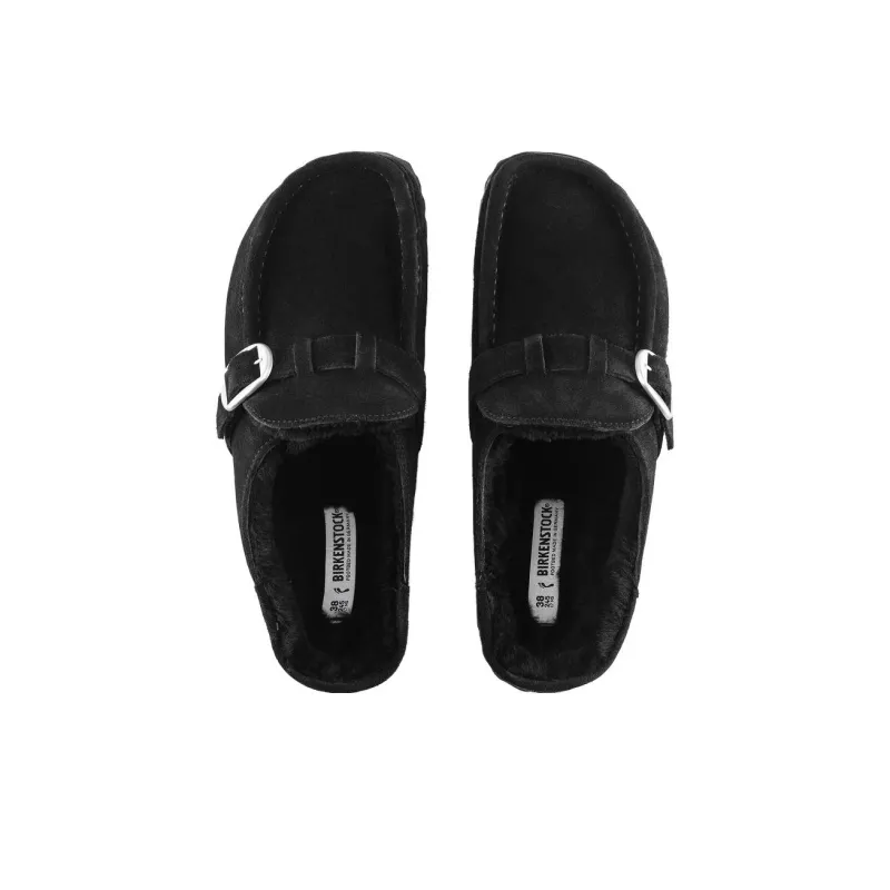 Birkenstock Buckley Shearling Suede Leather Narrow Fit Sandals 'Black'-3
