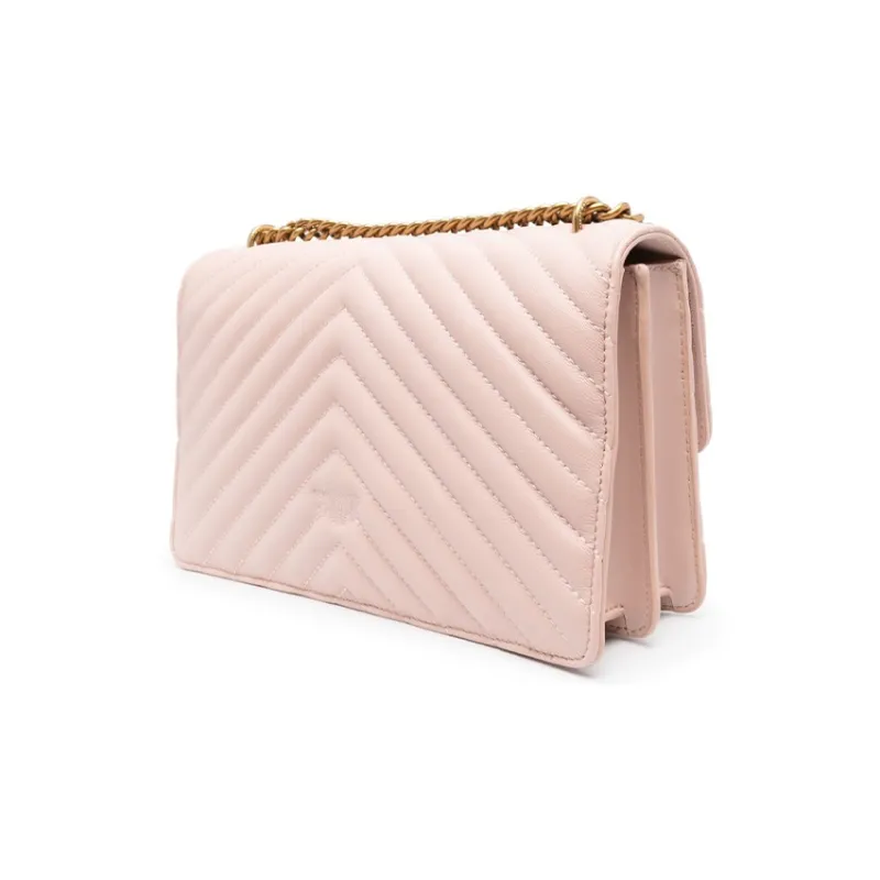 PINKO Nappa Leather Cow Leather Shoulder Bag Crossbody Bag Women's Pink-2