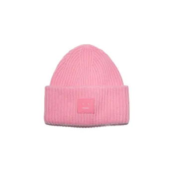 Acne Studios Face patch Ribbed knit Beanie