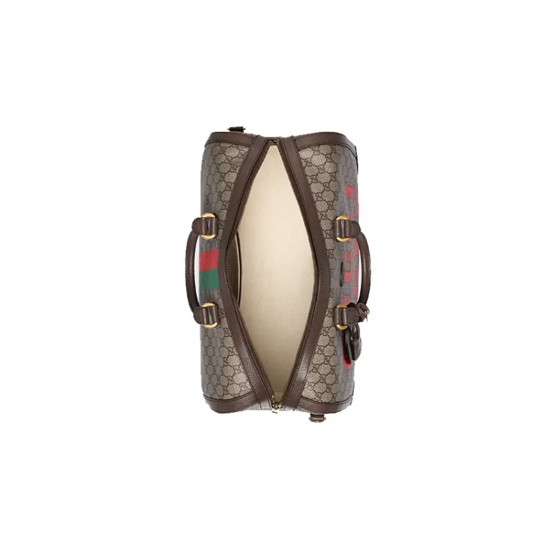 GUCCI Leather Logo Canvas With Leather Shoulder Bag Crossbody Bag Handbag Travel Bag Small Size Unisex Ebony/Brown-4