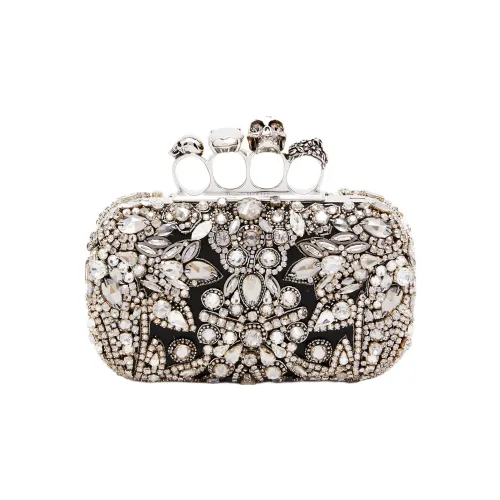 Alexander McQueen Sheepskin One Shoulder Crossbody Clutches Women's Light Ivory