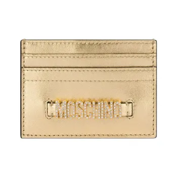 MOSCHINO Sheepskin Card Clip Card Holder Women's Gold