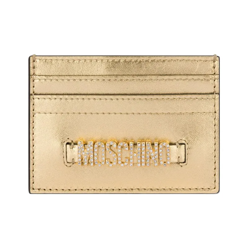 MOSCHINO Sheepskin Card Clip Card Holder Women's Gold-0