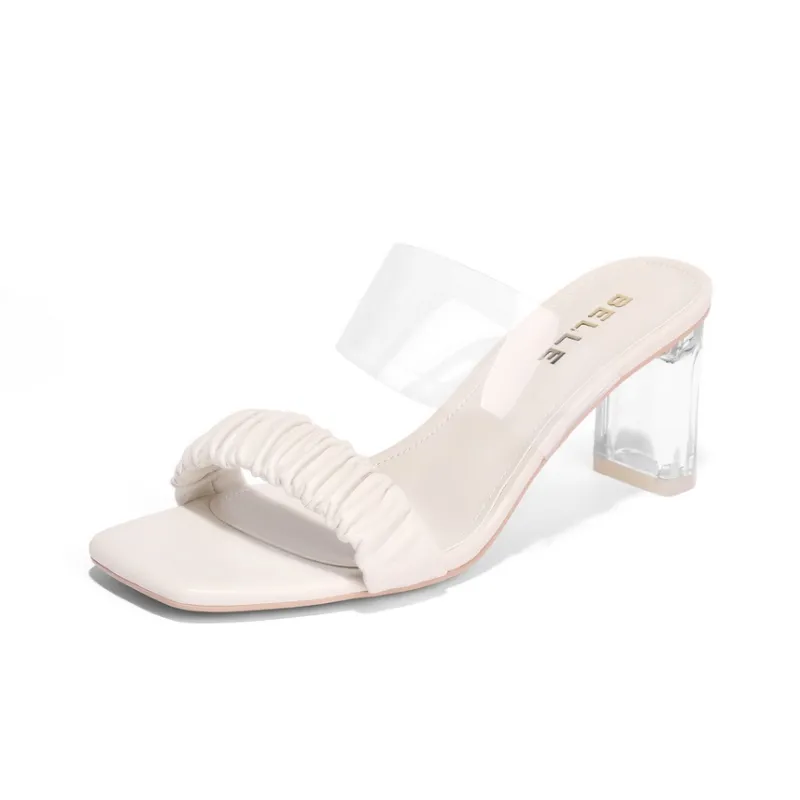 BELLE Stylish Sandal 7cm Women's White Purple Brown-1