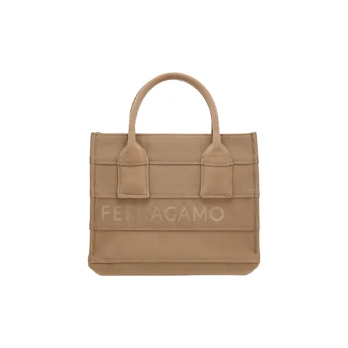 FERRAGAMO Fabric Tote Bag, Shopping Bag, Handbag Trumpets Women's Light Umber