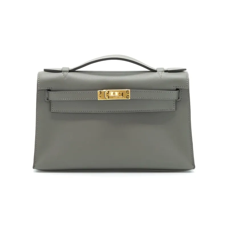 HERMES Mini Kelly Generation 1 Swift Leather Kelly Bag Handbag Regular Women's 0L Grismeyer Rain Cloud Gray-0