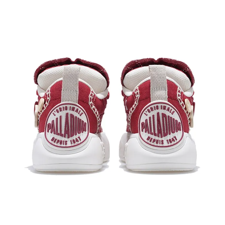 Palladium Anti Slip And Wear Resistant Breathable Low Top Skateboard Shoes Unisex Burgundy-3
