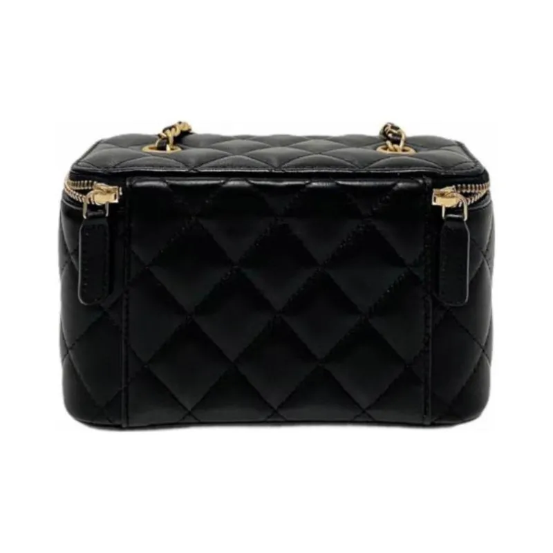 CHANEL Little Golden Ball Sheepskin Clutch, Long Box Bag, Shoulder Bag, Crossbody Bag, Includes Mirror Women's Black-4