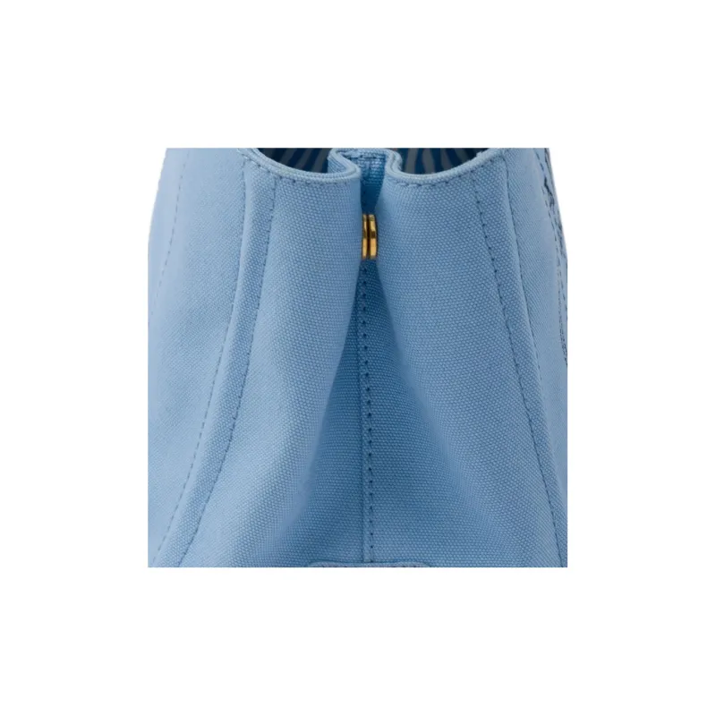 PRADA Fabric Denim Totes Shopping Bag Shoulder Bag Crossbody Bag Handbag Small Size Women's Sky Blue-3
