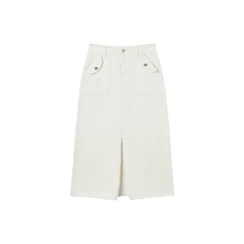 DIALOGUE Denim Long Skirts Women's White Denim