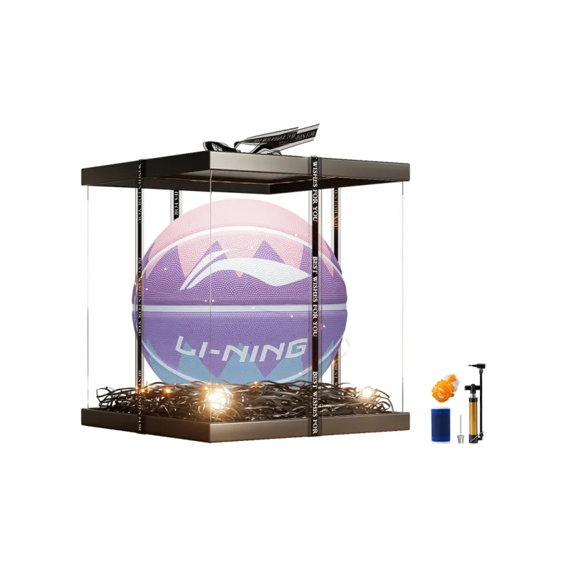 LiNing Rubber Basketball Pink Purple Size 7 Training Unisex-17