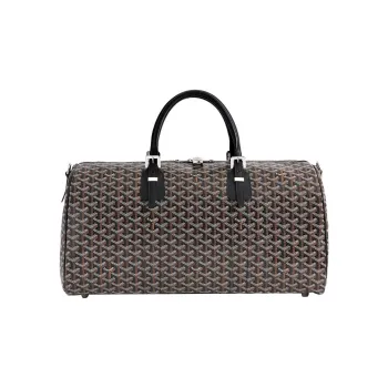 GOYARD Canvas With Calfskin One Shoulder Crossbody Handbag, Travel Bag Regular Unisex Black