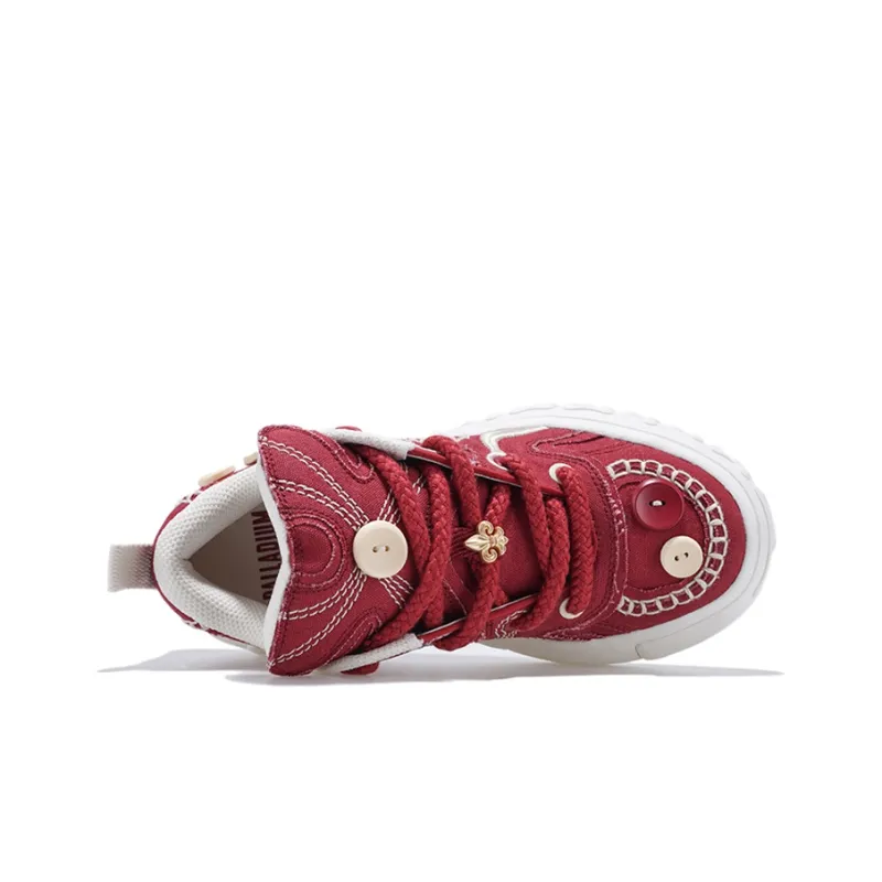 Palladium Anti Slip And Wear Resistant Breathable Low Top Skateboard Shoes Unisex Burgundy-2