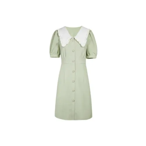 3COLOUR Short-Sleeved Dresses Women's Green/White