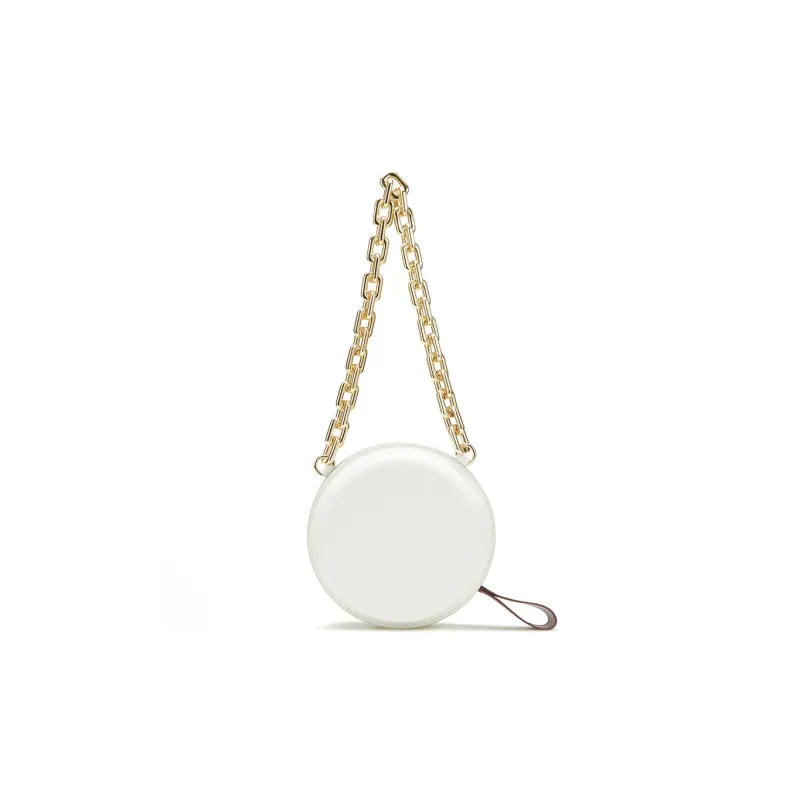 Tommy Hilfiger Cow Leather Round Bag Shoulder Bag Crossbody Bag Medium Size Women's White Print-4