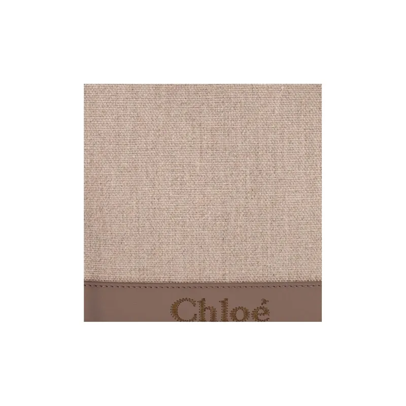 Chloe Linen With Shiny Calfskin Clutch Regular Women's Light Umber-2