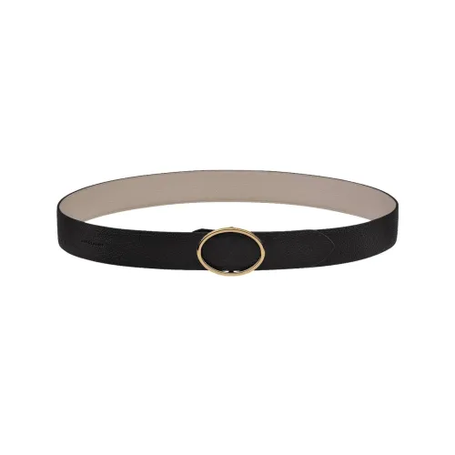 LONGCHAMP Leather Upper With Letter Logo Smooth Buckle Leather Belts Women's Black