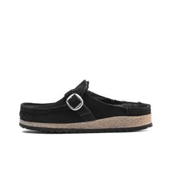 Birkenstock Buckley Shearling Suede Leather Narrow Fit Sandals 'Black'