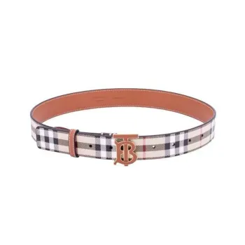 Burberry Checked Monogram plaque Leather Belt