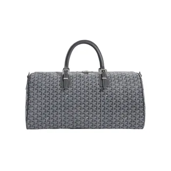 GOYARD Canvas With Calfskin Dog's Teeth One Shoulder Crossbody Handbag, Travel Bag Unisex Gray
