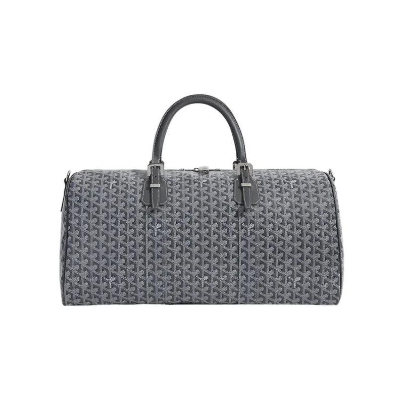 GOYARD Canvas With Calfskin Dog's Teeth One Shoulder Crossbody Handbag, Travel Bag Unisex Gray-0