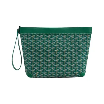 GOYARD Canvas With Calfskin Dog's Teeth Toiletry Bags Storage Bags Clutches Unisex Green