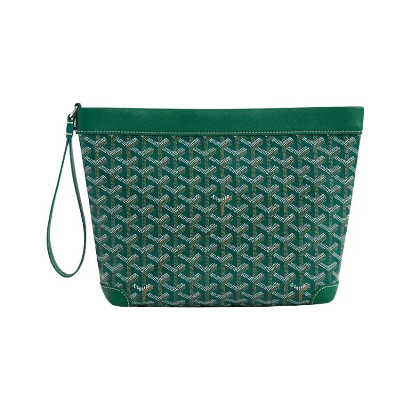 GOYARD Canvas With Calfskin Dog's Teeth Toiletry Bags Storage Bags Clutches Unisex Green-0