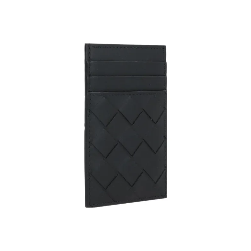 Bottega Veneta Intrecciato Cow Leather Card Holder Wallet Regular Men's Black-1