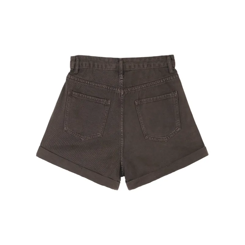 HIPPIEMISS Denim Shorts Women's Vintage Coffee-1