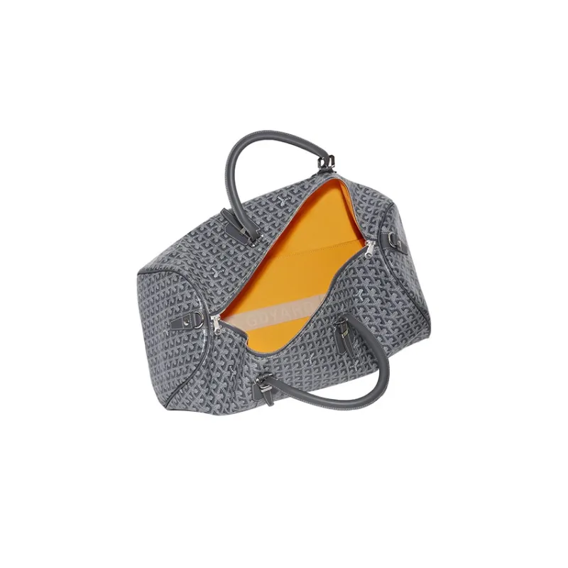 GOYARD Canvas With Calfskin Dog's Teeth One Shoulder Crossbody Handbag, Travel Bag Unisex Gray-2