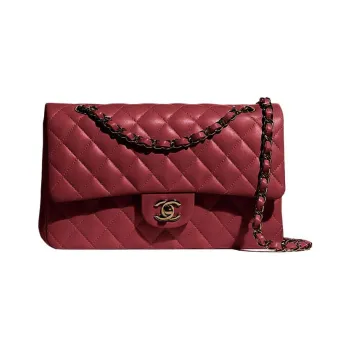 CHANEL Classic Flap CF Lambskin Flap Bag, Shoulder Bag, Crossbody Bag Medium Size Women's Dark Brown