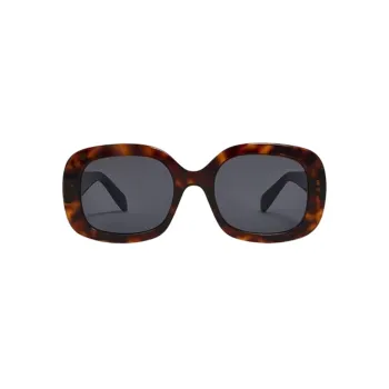 CELINE Irregular Shape Sunglasses Women's Tortoiseshell