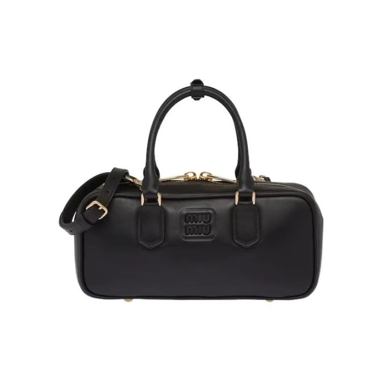 MIU MIU Arcadie Series Leather Bowling Bag Handbag Regular Women's Black-2
