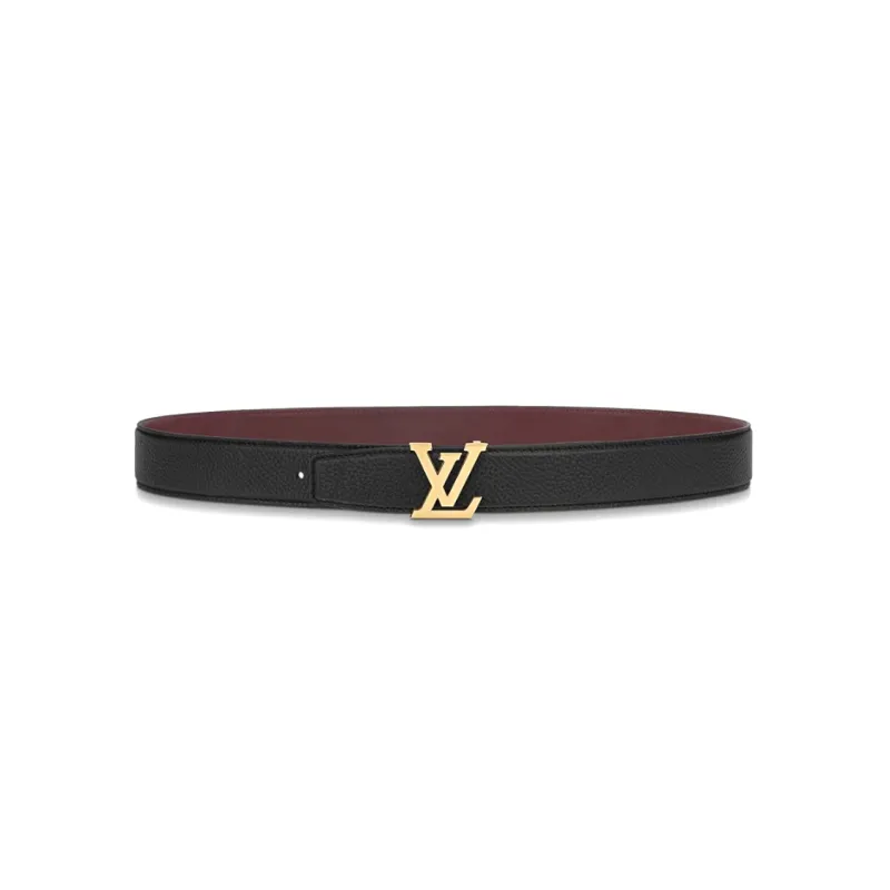 LOUIS VUITTON Cow Leather Leather Belts Men's Black Width: 3.5cm-0