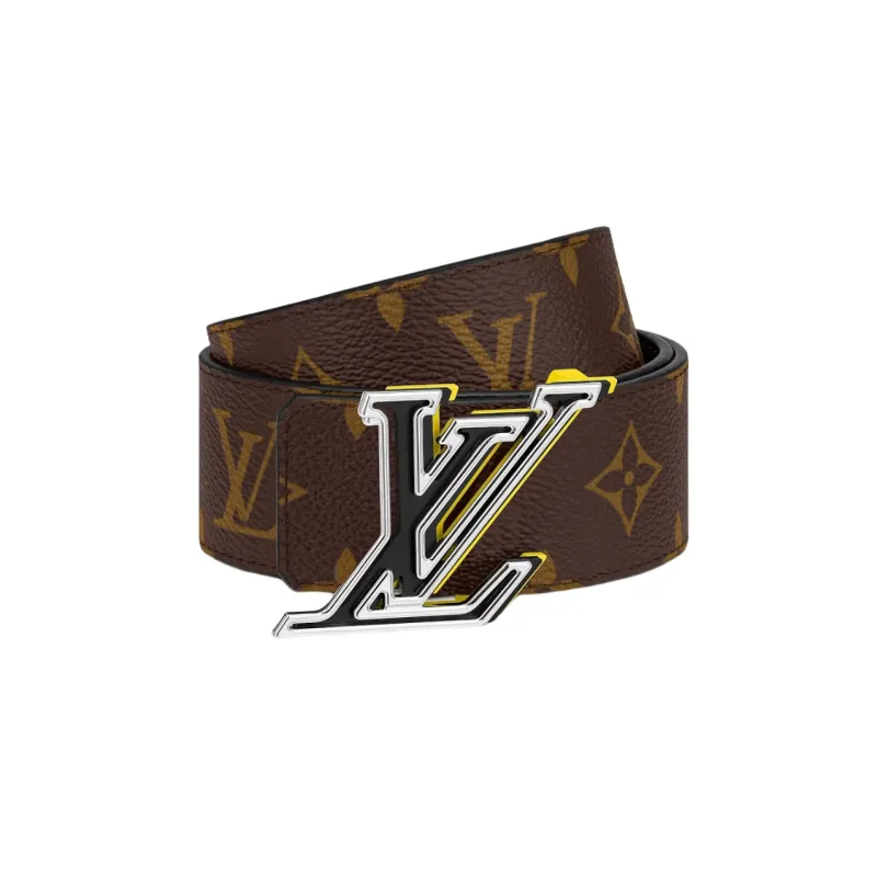 LOUIS VUITTON Patterned Print Smooth Buckle Leather Belts Unisex Brown Width 4cm-2