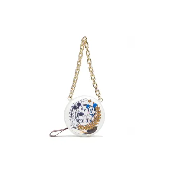 Tommy Hilfiger Cow Leather Round Bag Shoulder Bag Crossbody Bag Medium Size Women's White Print