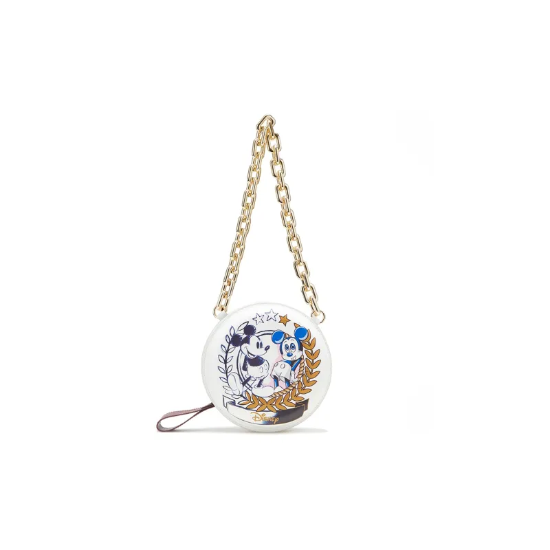 Tommy Hilfiger Cow Leather Round Bag Shoulder Bag Crossbody Bag Medium Size Women's White Print-0