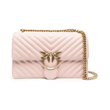 PINKO Nappa Leather Cow Leather Shoulder Bag Crossbody Bag Women's Pink