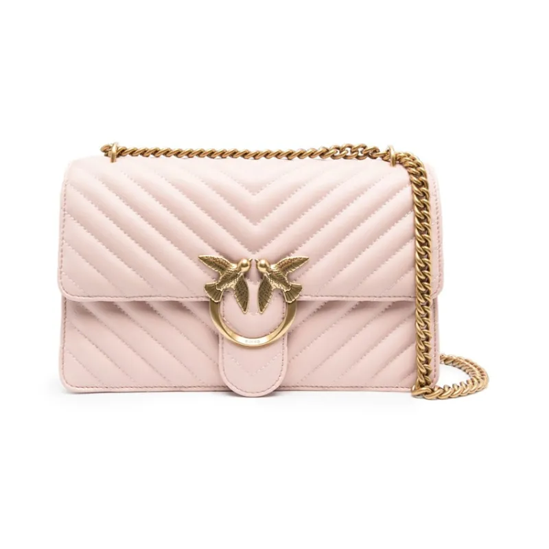 PINKO Nappa Leather Cow Leather Shoulder Bag Crossbody Bag Women's Pink-0
