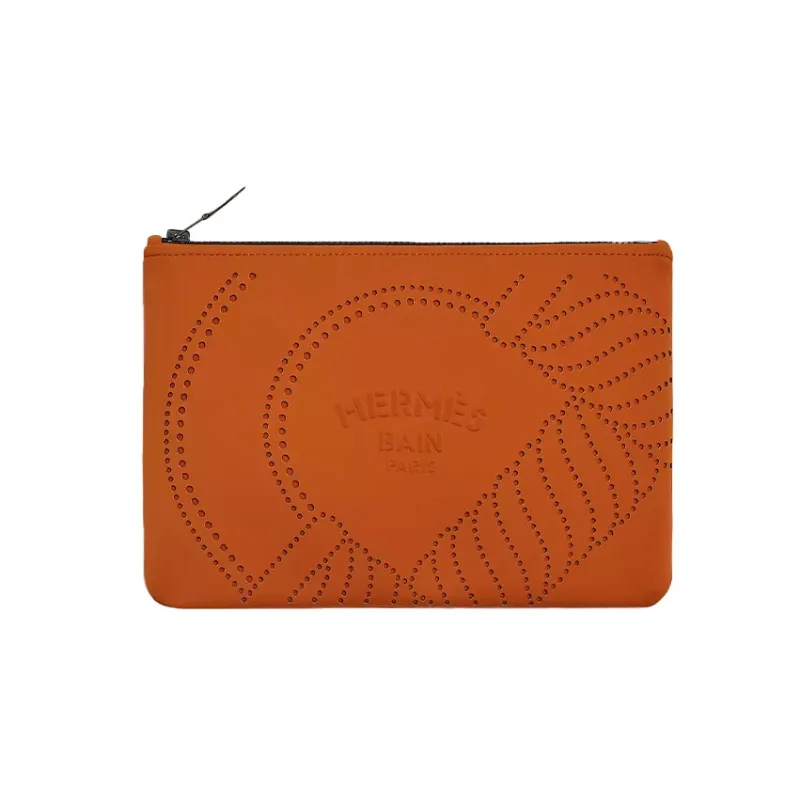 HERMES Polyamide With Spandex Storage Bag Medium Size Women's Tan-0