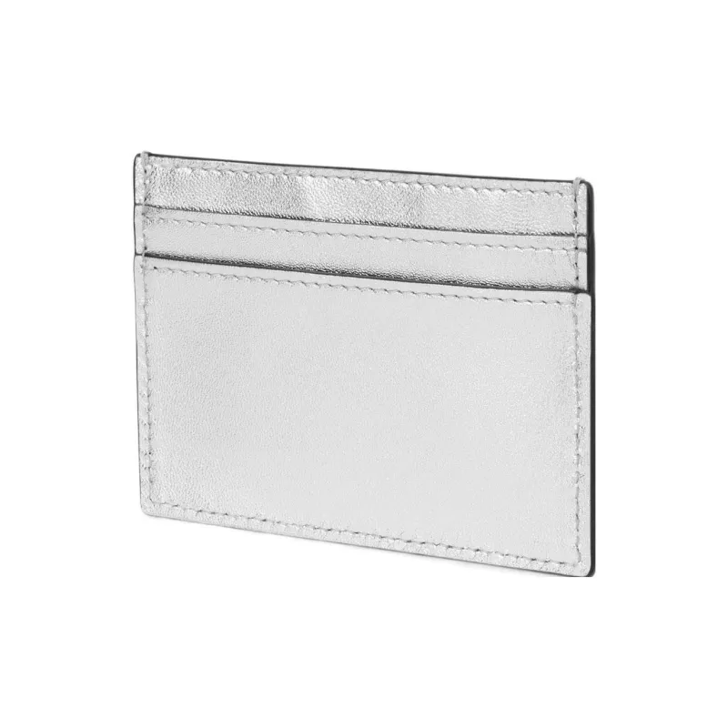 MOSCHINO Nappa Sheep Leather Card Clip Card Holder Women's Silver-1