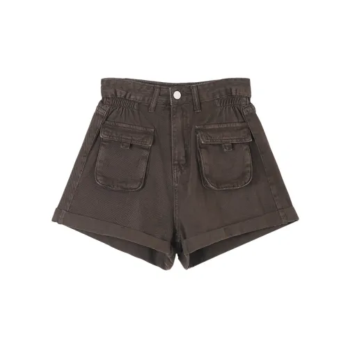 HIPPIEMISS Denim Shorts Women's Vintage Coffee