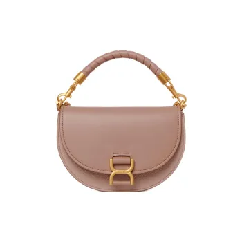 Chloe Marcie Nappa Lambskin With Grainy Surface Calfskin With Suede One Shoulder Handbags Women's Rose Pink