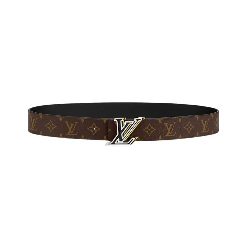 LOUIS VUITTON Patterned Print Smooth Buckle Leather Belts Unisex Brown Width 4cm-0