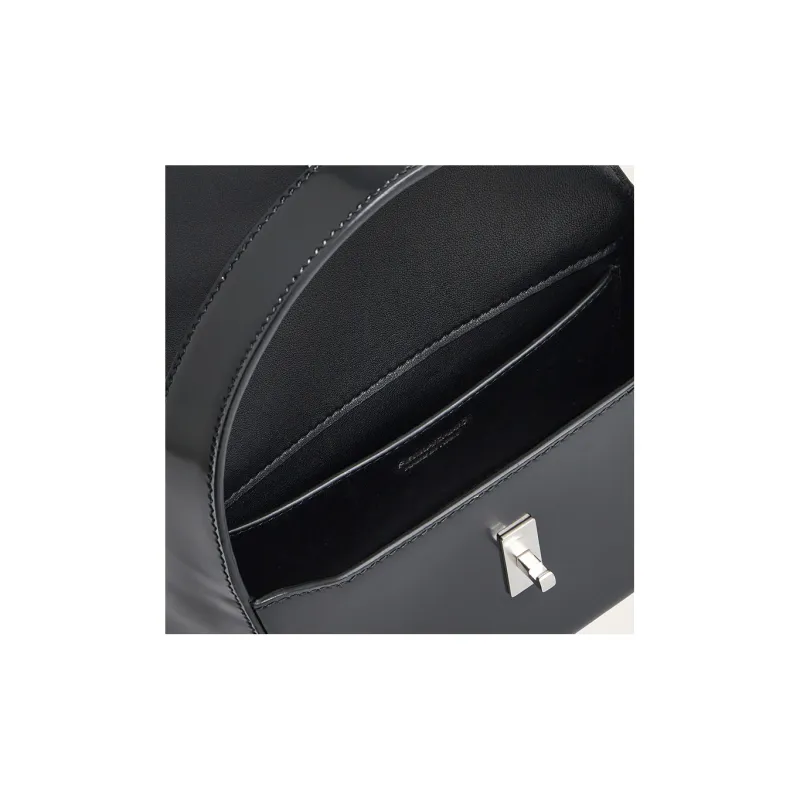FERRAGAMO Brushed Cow Leather Handbag, Shoulder Bag Trumpets Women's Black-4