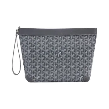GOYARD Canvas With Calfskin Dog's Teeth Toiletry Bags Storage Bags Clutches Unisex Gray