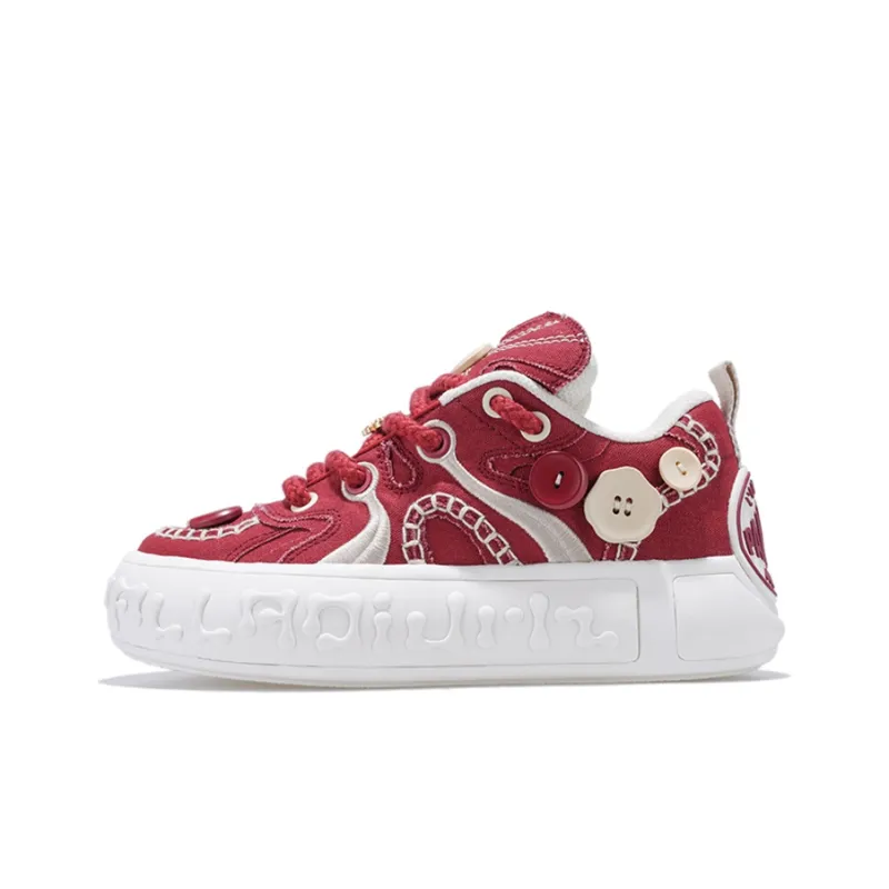 Palladium Anti Slip And Wear Resistant Breathable Low Top Skateboard Shoes Unisex Burgundy-0