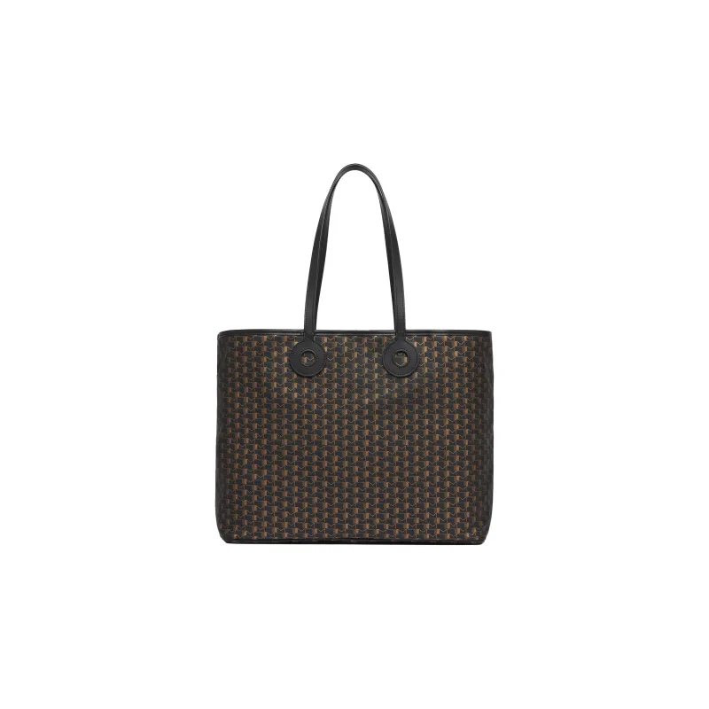 Moynat Toile 1920 Canvas With Leather Trim Tote Bag Shopping Bag Handbag Large Size Women's Black/Red/Orange-2